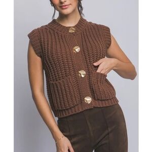 Love Tree Chocolate Knit Sweater Vest